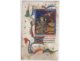 BOOK OF HOURS. -  The Stigmatization of Saint Francis of Assisi.  [Miniature from the Book of Hours, in the Suffrage of Saints].